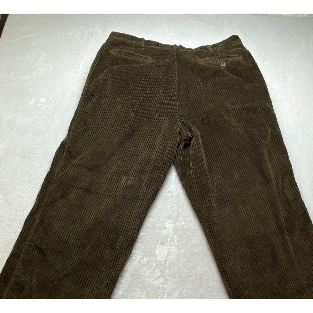 Baracuta Mens 38x34 Wide Wale Corduroy Pleated Pants Brown Olive Straight Leg - Picture 11 of 14